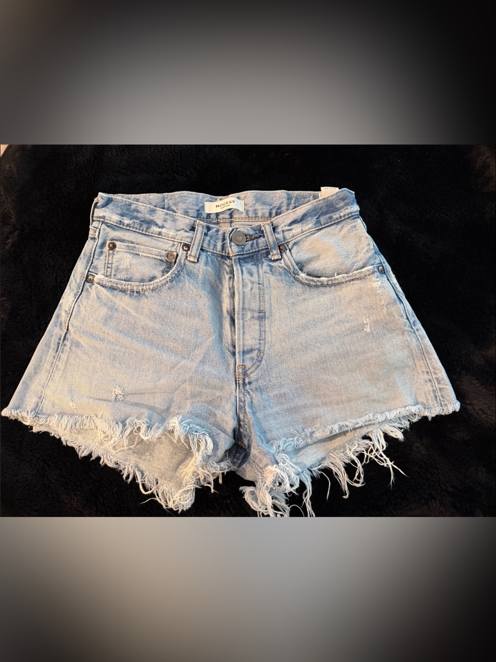 Moussy Light Blue Distressed Denim Cutoff Shorts